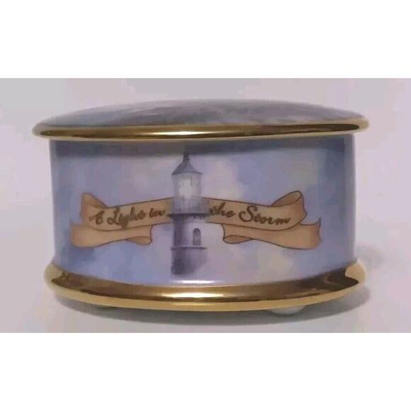 Music Box Thomas Kincade Light House Scene Porcelain Ardleigh Elliott Numbered - Picture 1 of 9